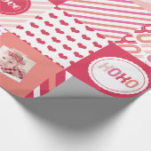 XOXOのショッキングピンクのバレンタインのパッチワーク甘い愛写真 ラッピングペーパー (角)