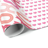 XOXOのショッキングピンクのバレンタインのパッチワーク甘い愛写真 ラッピングペーパー (ロールコーナー)