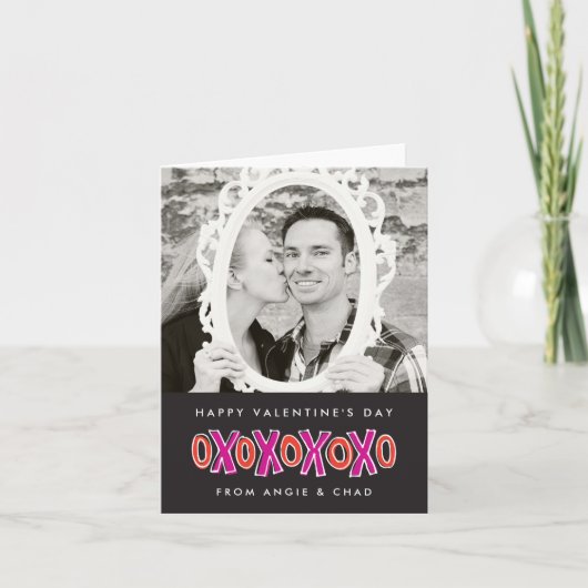 XOXOのバレンタインデーの写真のメッセージカード シーズンカード (正面)