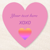 XOXOのパーソナライズハート ペーパーコースター (正面)