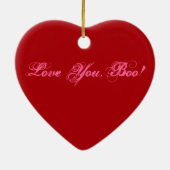 XOXOのロマンチックなテディー・ベアのバレンタインのハート セラミックオーナメント (裏面)