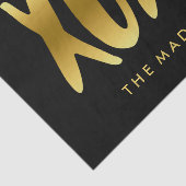 XOXOの抱擁およびキスのフェイクな金ゴールドのタイポグラフィの黒 薄葉紙 (詳細)