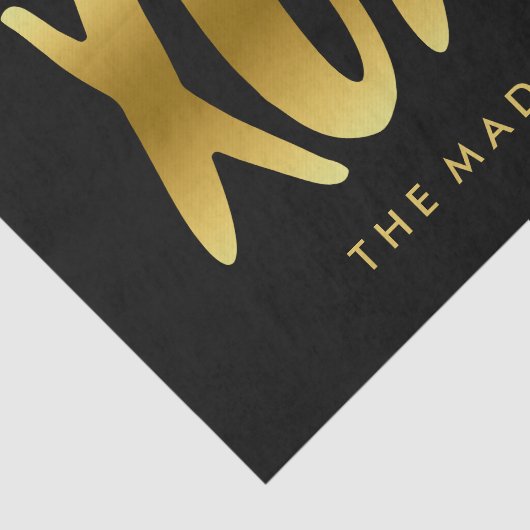 XOXOの抱擁およびキスのフェイクな金ゴールドのタイポグラフィの黒 薄葉紙 (詳細)