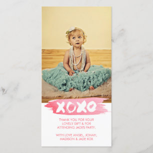 XOXOの水彩画は抱擁に感謝していしています写真カード接吻します サンキューカード