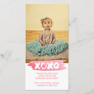 XOXOの水彩画は抱擁に感謝していしています写真カード接吻します サンキューカード