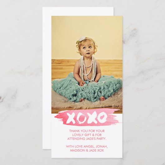 XOXOの水彩画は抱擁に感謝していしています写真カード接吻します サンキューカード (正面/裏面)