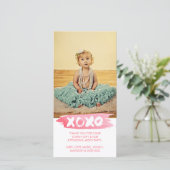 XOXOの水彩画は抱擁に感謝していしています写真カード接吻します サンキューカード (スタンド正面)