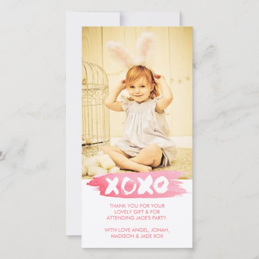 XOXOの水彩画は抱擁に感謝していしています写真カード接吻します サンキューカード (正面)