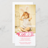 XOXOの水彩画は抱擁に感謝していしています写真カード接吻します サンキューカード (正面/裏面)