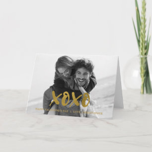 XOXOの金ゴールドホイルのバレンタインデーの写真カード シーズンカード
