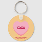 XOXOオレンジピンク会話ハートバレンタイン キーホルダー (正面)