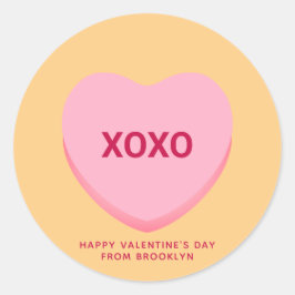 XOXOオレンジピンク会話ハートバレンタイン ラウンドシール