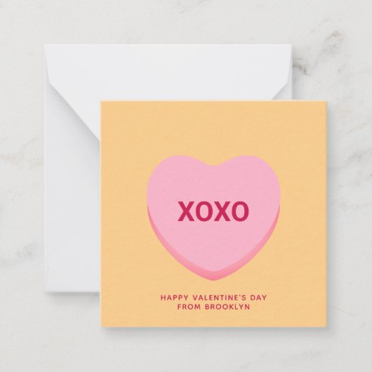XOXOオレンジ語の会話ハートバレンタインデー ノートカード (正面)