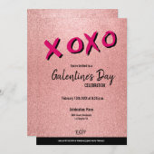 XOXOガレンティーンズデイバラ金ゴールドバレンタインパーティー 招待状 (正面/裏面)