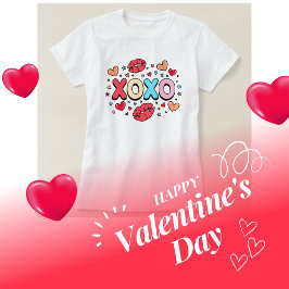 XOXOキスと白のハート Tシャツ