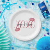 XOXOキスピンクリップパーソナライズされた引用文 ペーパープレート (パーティー)