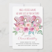 XOXOクッキー&フラワーガールズ誕生日招待状 招待状 (正面)