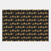 XOXOスタイリッシュ金ゴールドとブラックタイポグラフィ ラッピングペーパーシート (正面2)