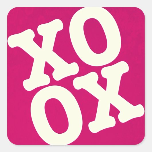 XOXOステッカー/封筒用シール |ピンク スクエアシール (正面)