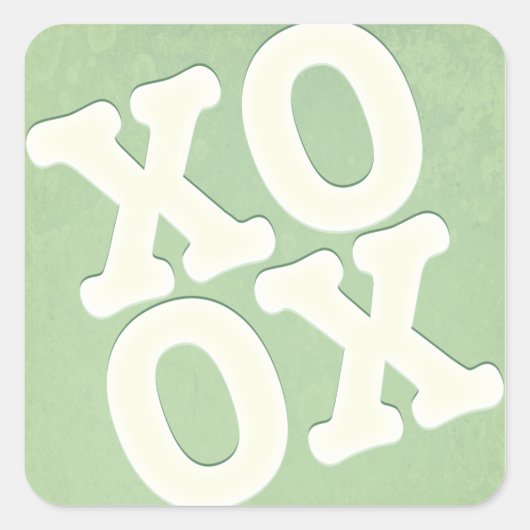 XOXOステッカー/封筒用シール |緑 スクエアシール (正面)