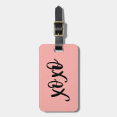 XOXOタイポグラフィピンク ラゲッジタグ (正面縦)