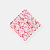 XOXOハグとキスピンクと赤ガレンティンパーティー スタンダードカクテルナプキン (角)