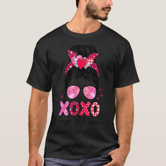 Xoxoハグとキスメッシーバンヒョウ幸せバレン Tシャツ (正面)