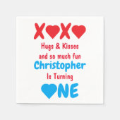 XOXOハグとキス1st誕生日 スタンダードカクテルナプキン (正面)