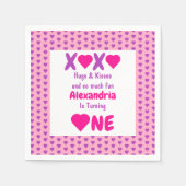 XOXOハグとキス1st誕生日 スタンダードカクテルナプキン (正面)