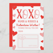 XOXOハグキスバレンタインデイッシュギフトカードホルダー 招待状 (正面/裏面)