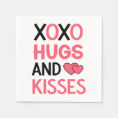 XOXOハグキスブライダルシャワーピンクブラック結婚ズ スタンダードカクテルナプキン (正面)