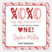 XOXOハグ&キスバレンタインデー1st誕生日 スクエアシール (正面)