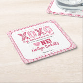 XOXOハグ&キスバレンタインデー1st誕生日 スクエアペーパーコースター (アングル)