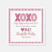 XOXOハグ&キスバレンタインデー1st誕生日 スタンダードカクテルナプキン (正面)