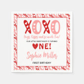 XOXOハグ&キスバレンタインデー1st誕生日 スタンダードカクテルナプキン (正面)