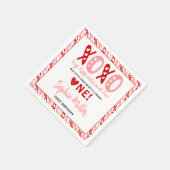 XOXOハグ&キスバレンタインデー1st誕生日 スタンダードカクテルナプキン (角)