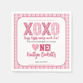 XOXOハグ&キスバレンタインデー1st誕生日 スタンダードカクテルナプキン (正面)