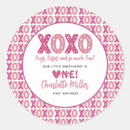 XOXOハグ&キスバレンタインデー1st誕生日 ラウンドシール