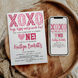 XOXOハグ&キスバレンタインデー1st誕生日 招待状