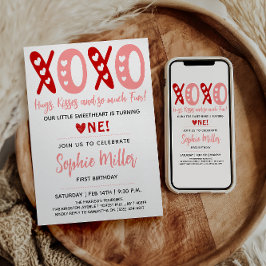 XOXOハグ&キスバレンタインデー1st誕生日 招待状