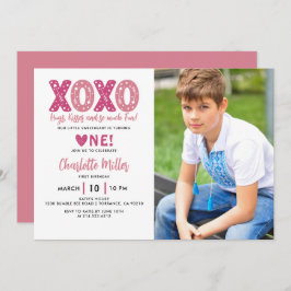 XOXOハグ&キスバレンタインデー1st誕生日 招待状