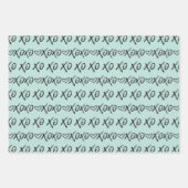 XOXOハグ&キスブラシスクリプトブラック&ミント ラッピングペーパーシート (正面)