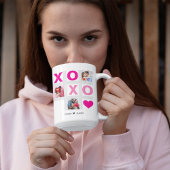 XOXOハッピーバレンタインデーピンクハートカスタム写真 コーヒーマグカップ