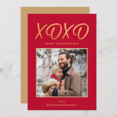 XOXOハッピーバレンタインデーフォトホリデーカード シーズンカード (正面/裏面)