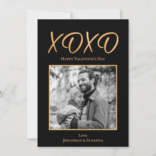 XOXOハッピーバレンタインデーフォトホリデーカード シーズンカード (正面)