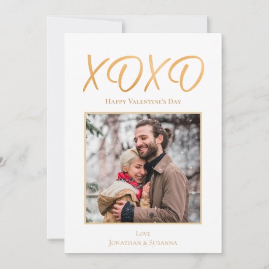 XOXOハッピーバレンタインデーフォトホリデーカード シーズンカード (正面)