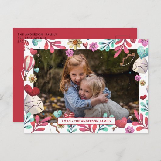 XOXOハッピーバレンタインデー写真 シーズンポストカード (正面/裏面)
