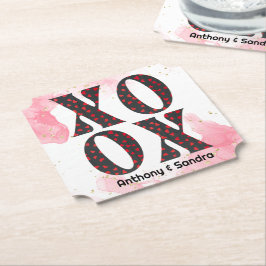 XOXOハッモダンプはっきりしたバレンタインデー ペーパーコースター
