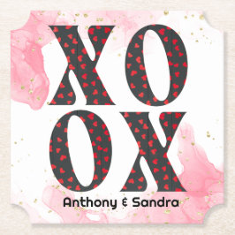 XOXOハッモダンプはっきりしたバレンタインデー ペーパーコースター