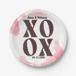 XOXOハッモダンプはっきりしたバレンタインデー ペーパープレート